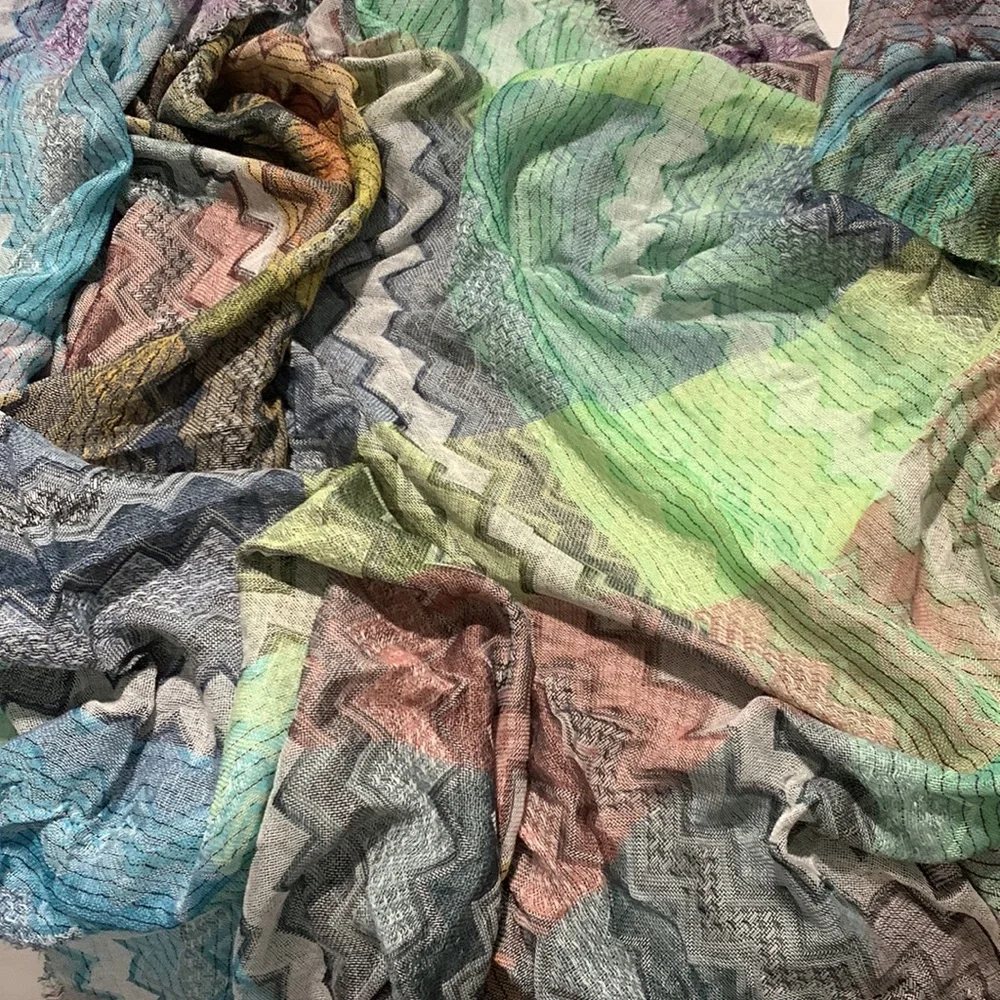 Woven Heart Multicolored Oversized Scarf/Wrap